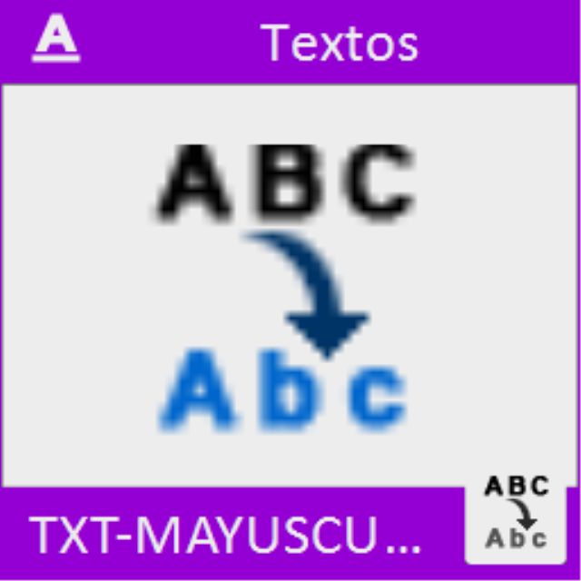 Capituliza y cambia de mayúsculas a minúsculas y viceversa los textos seleccionados en el dibujo.